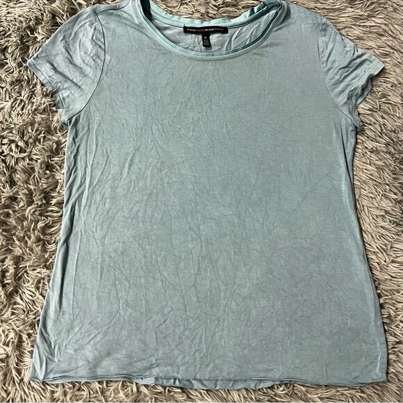 White House Black Market Scoop Neck Short Sleeve Shirt Size Medium - Picture 1 of 7
